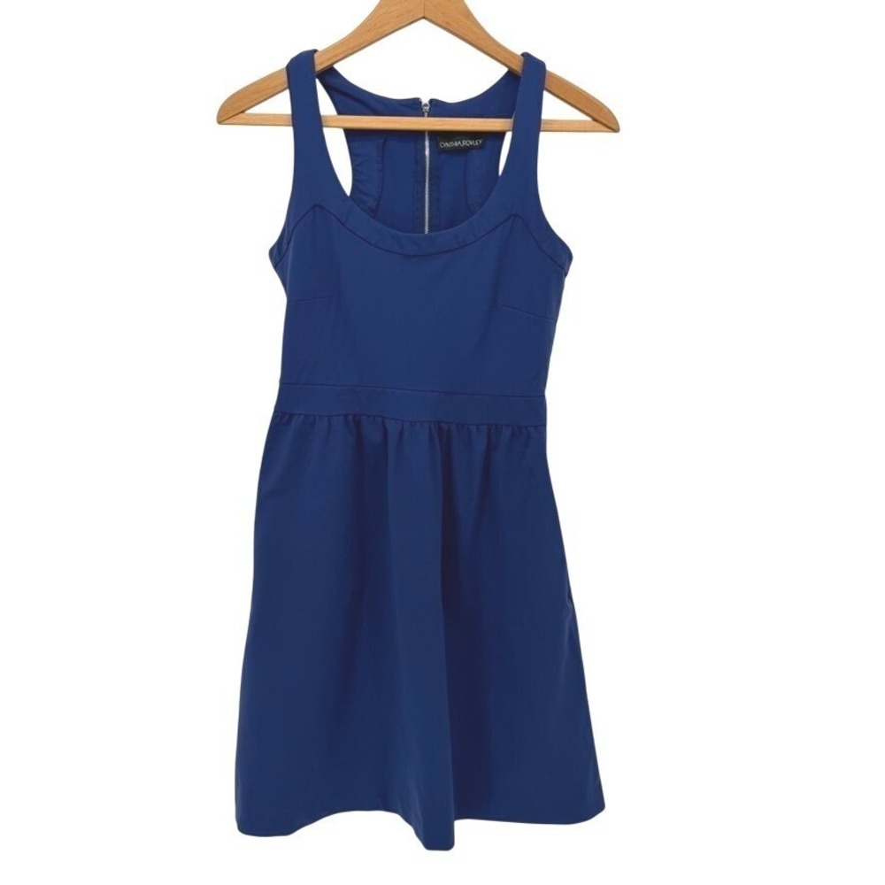 Cynthia Rowley Sleeveless Skater Fit & Flare Dress Blue Edgy Back Zipper Size S